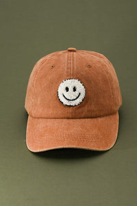 Washed Sherpa Smiley Face Ball Cap