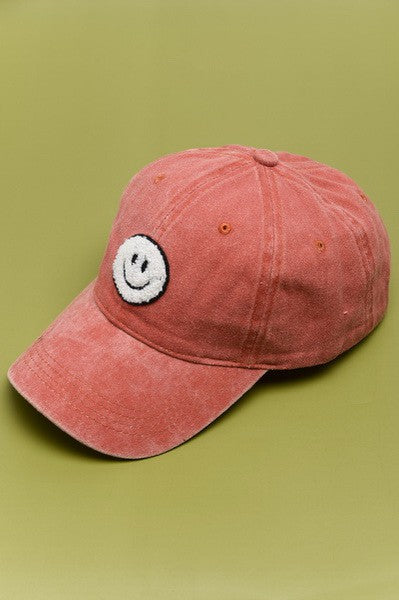 Washed Sherpa Smiley Face Ball Cap