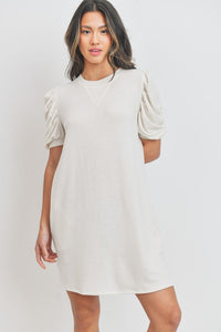 Puff Sleeve French Terry Dress
