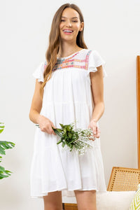 Tiered Embroidered Dress
