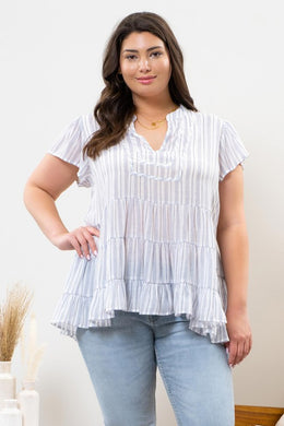 Plus Striped Tiered Top