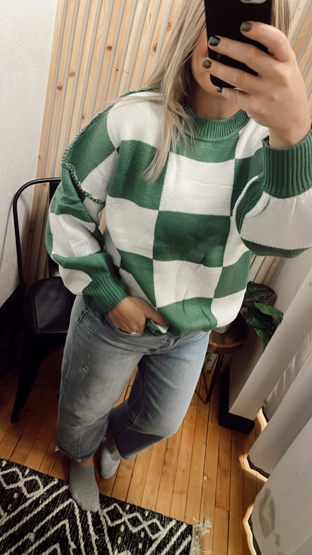 Green Checkered Sweater