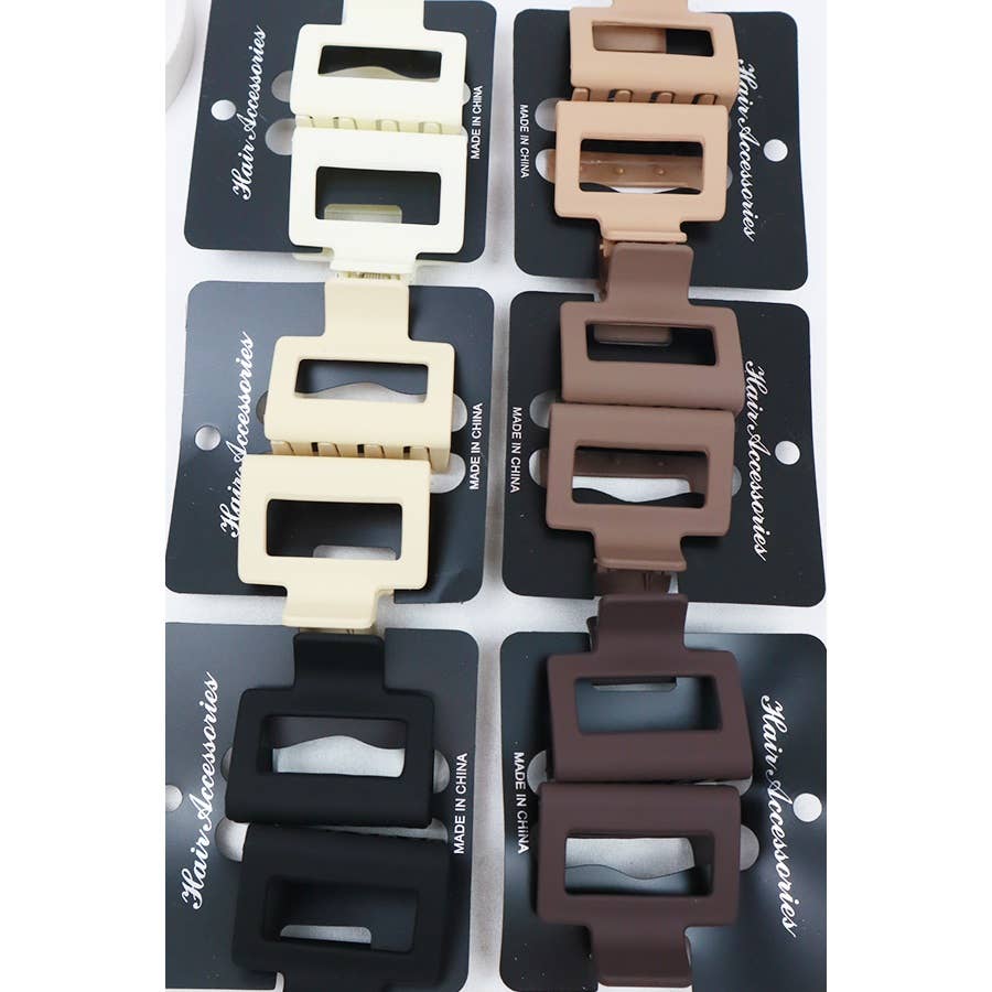 Neutral Tone Matte Color Rectangle Medium Hair Clips