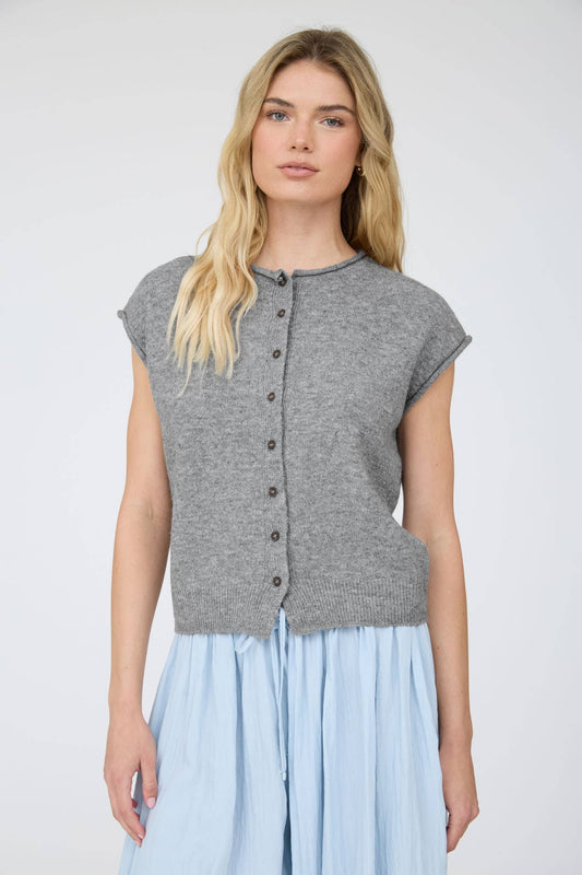 Raw Edge Short Sleeve Cardigan