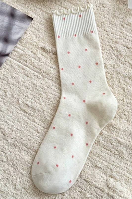 Ruffle Trip Polka Dot Slouchy Socks