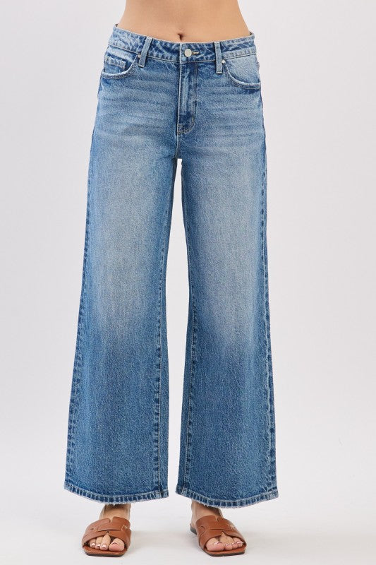 Mid Rise Comfort Relaxed Barrel Wide Jeans