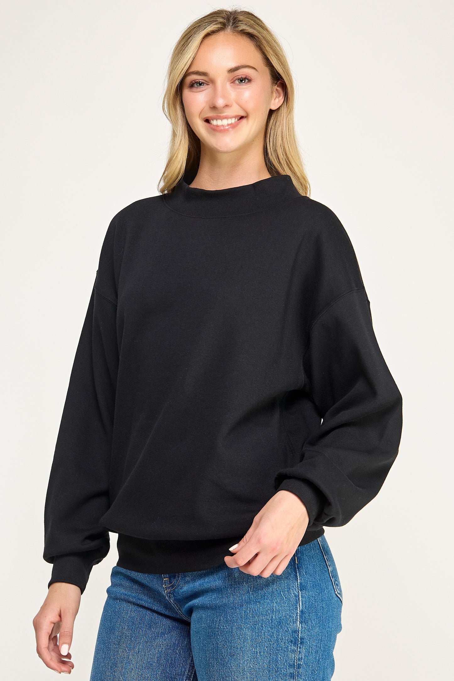 Basic Fleece Mockneck Sweatshirt