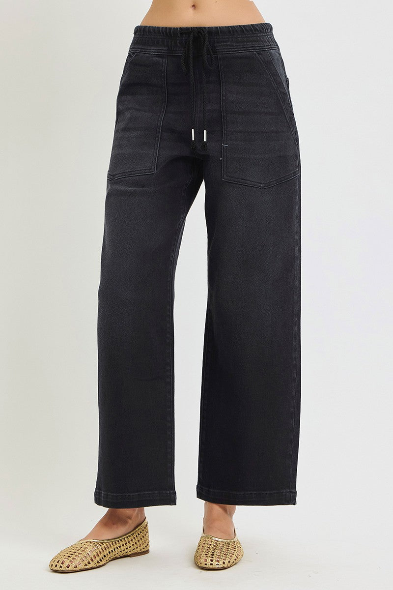 Elastic Band Slouchy Crop Jean