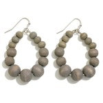 Wood Beaded Teardrop Earrings