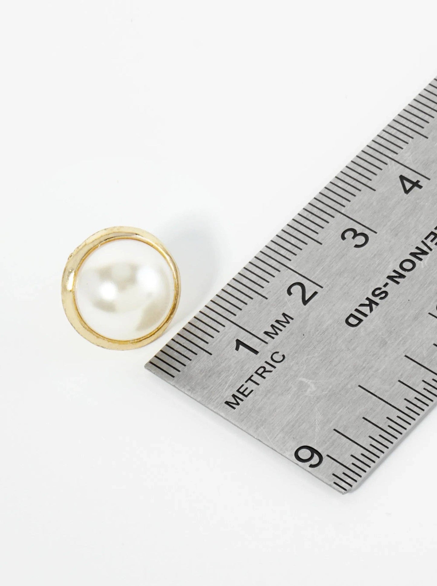 15Mm Pearl Button Stud Earrings