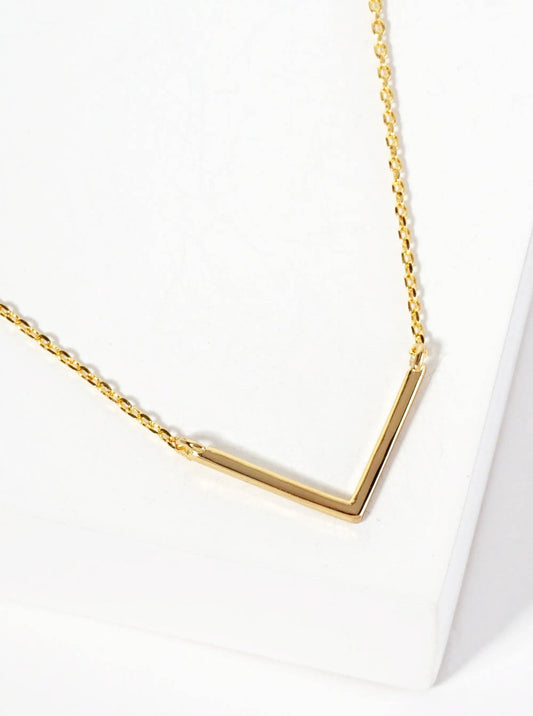 Minimalist V-Shape Pendant 18K-Gold-Dipped Necklace