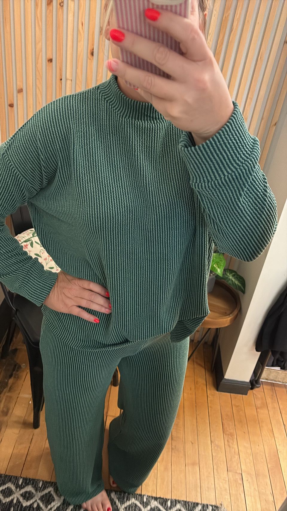 Ribbed Mock Neck Matching Set