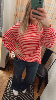 Stripe Drop Shoulder Crew Neck Loose Sweatshirt