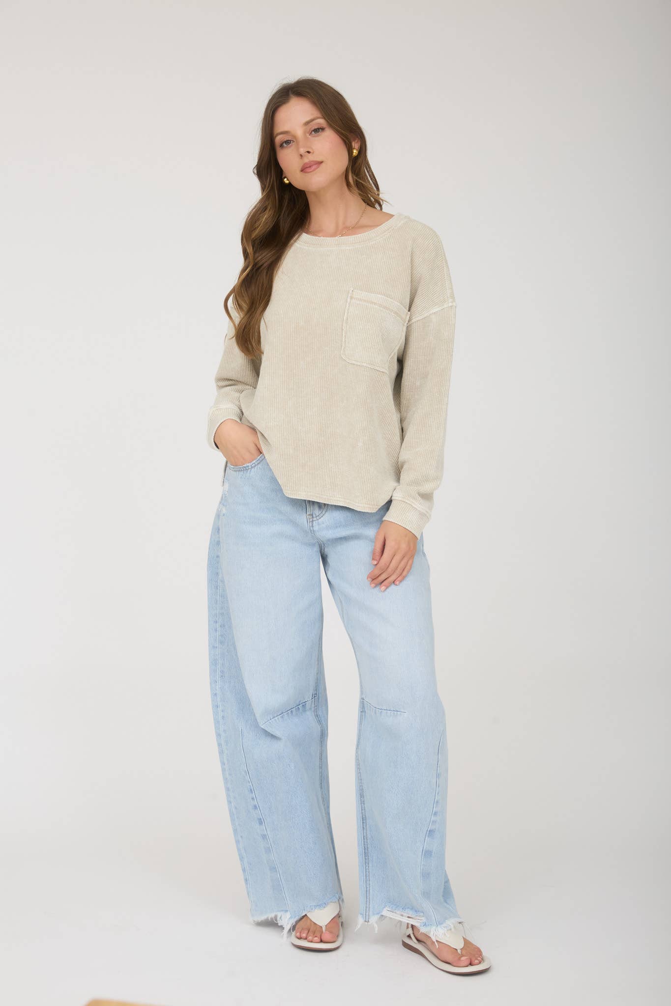 Washed Pocket Ribbed Top
