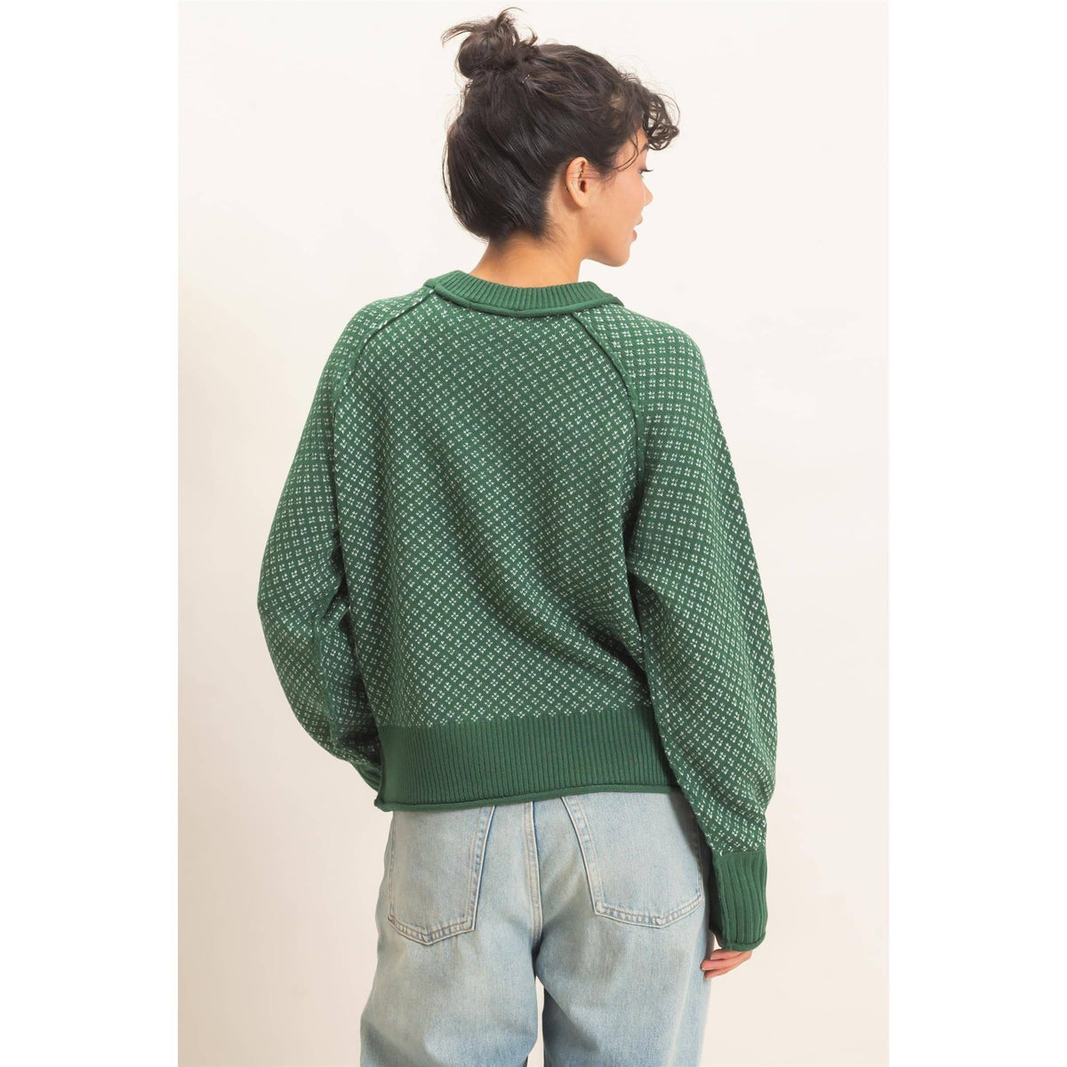 Patterned Mock Neck Sweater