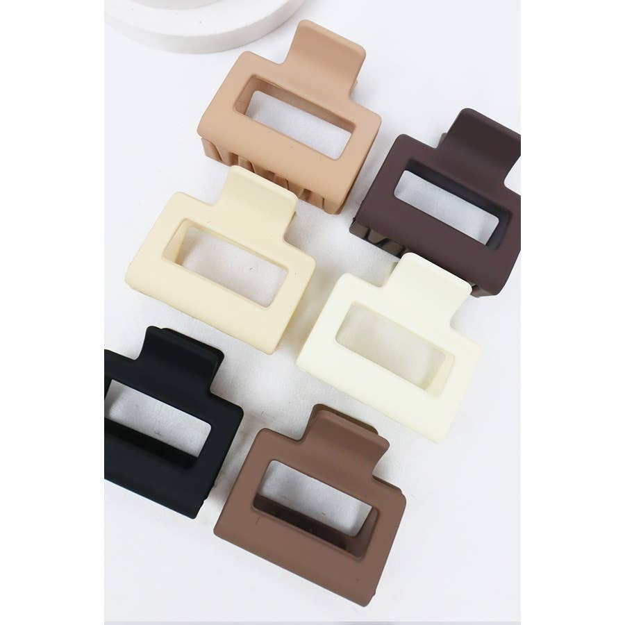 Neutral Tone Matte Color Rectangle Medium Hair Clips