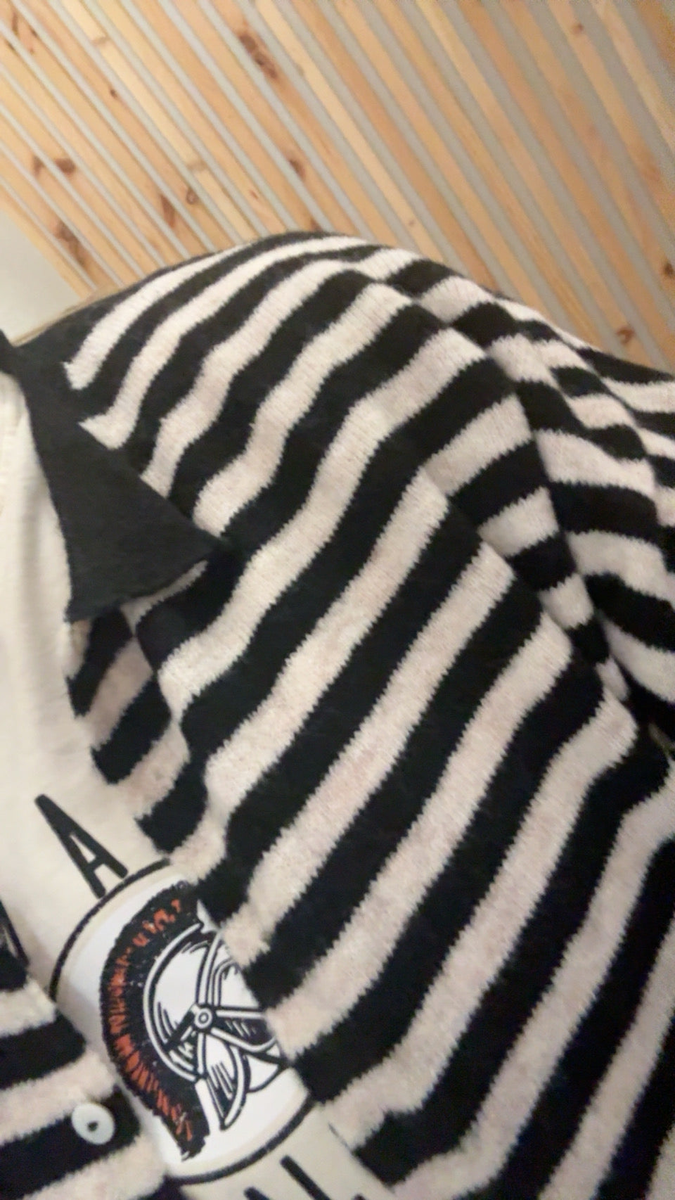 Striped Collared Button Down Cardigan