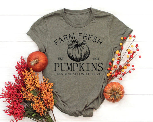 Fall 2025 Pumpkin Farm Fresh Heather olive Graphic Tee
