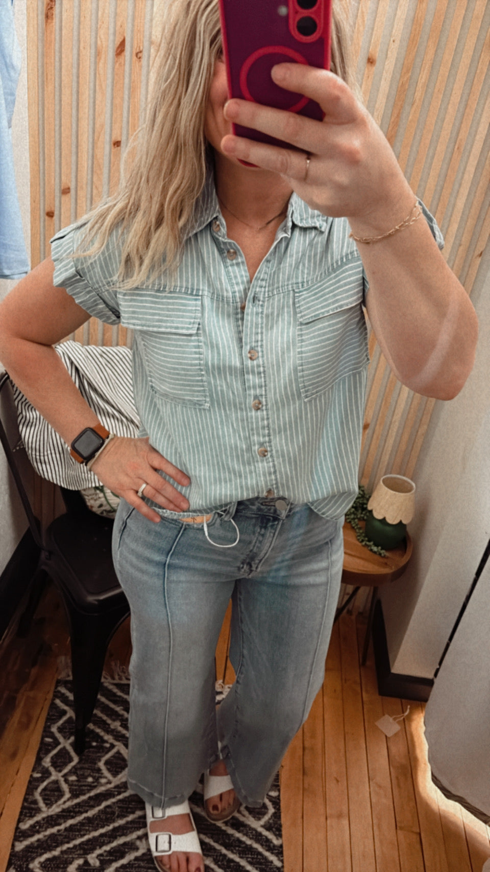 Collared Short Tab Sleeve Top