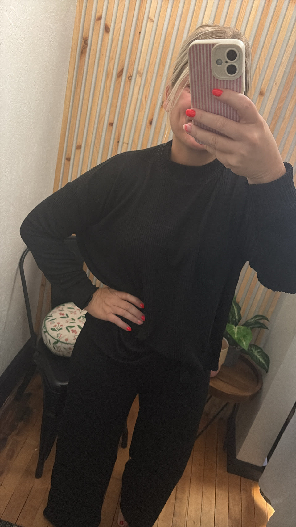 Ribbed Mock Neck Matching Set