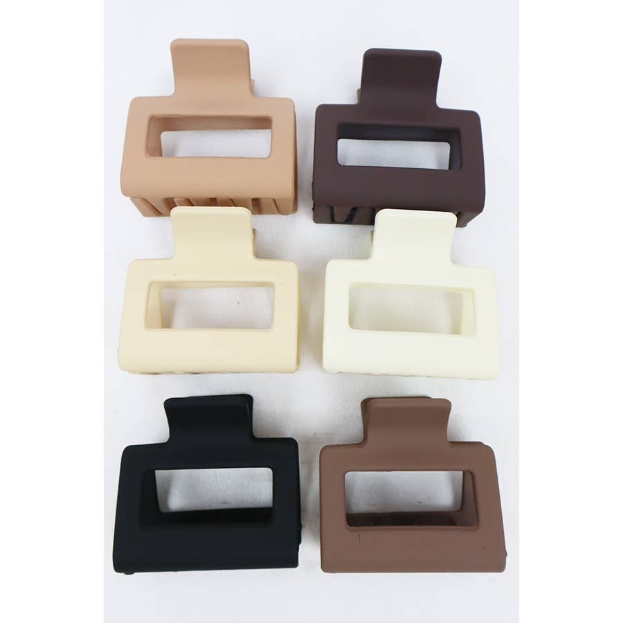 Neutral Tone Matte Color Rectangle Medium Hair Clips
