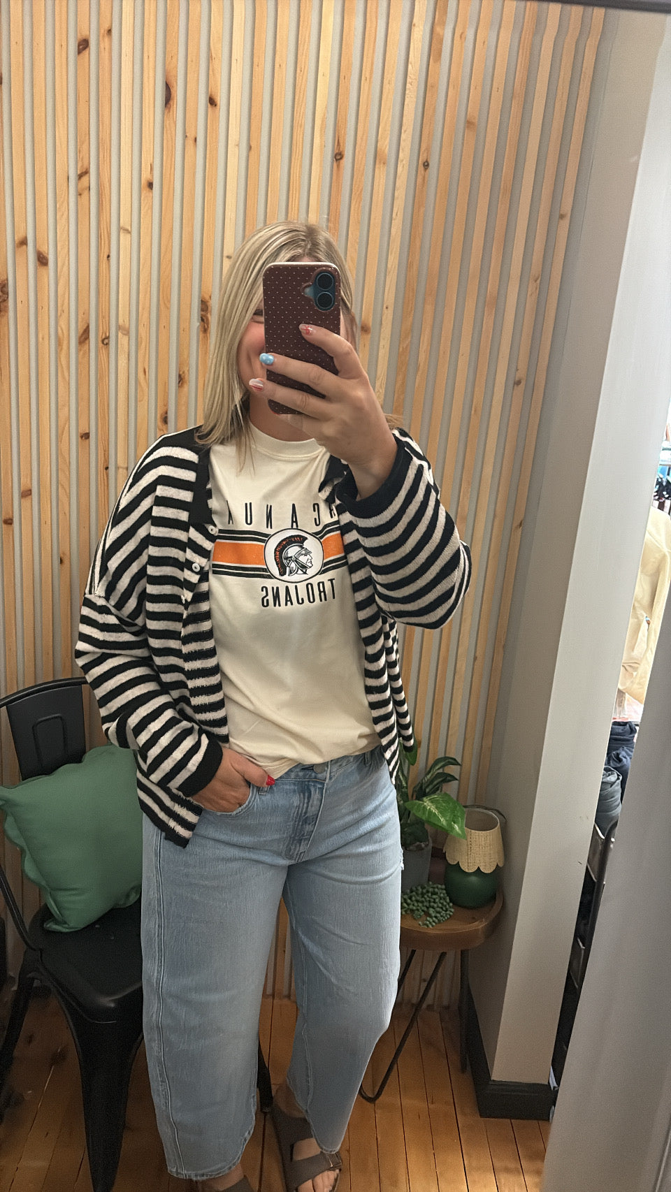 Striped Collared Button Down Cardigan