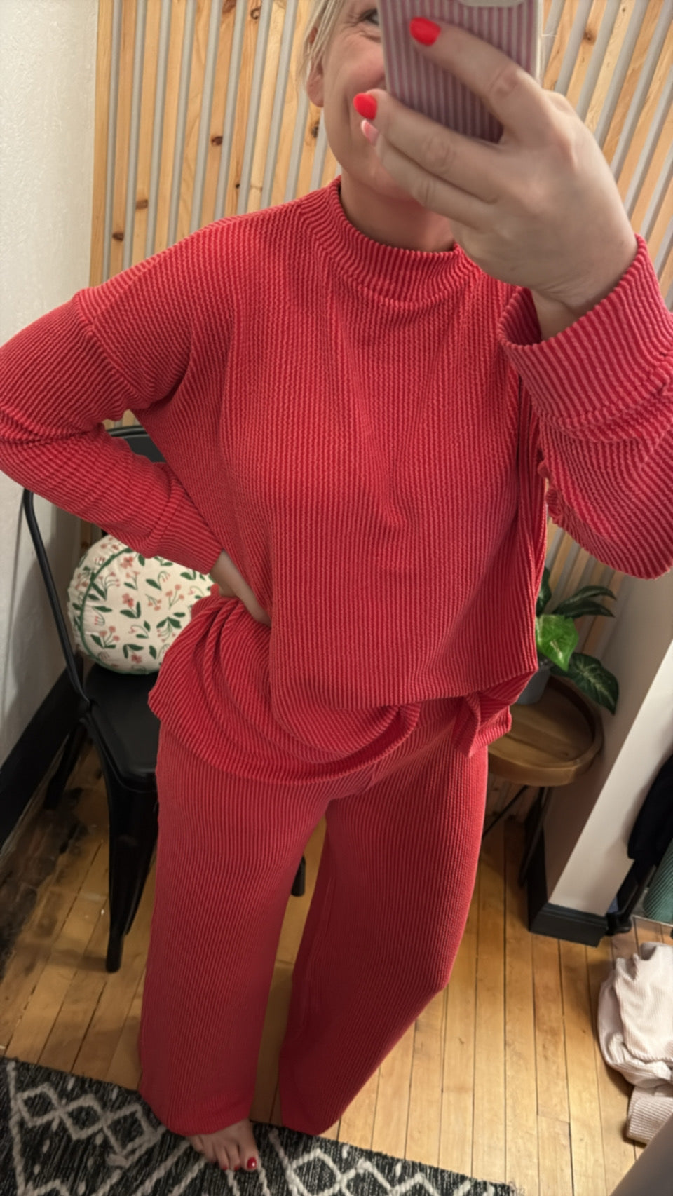 Ribbed Mock Neck Matching Set