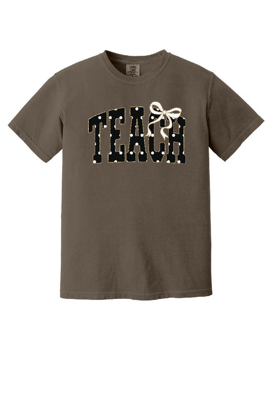 Teach Polka Dot Bow CC Tee
