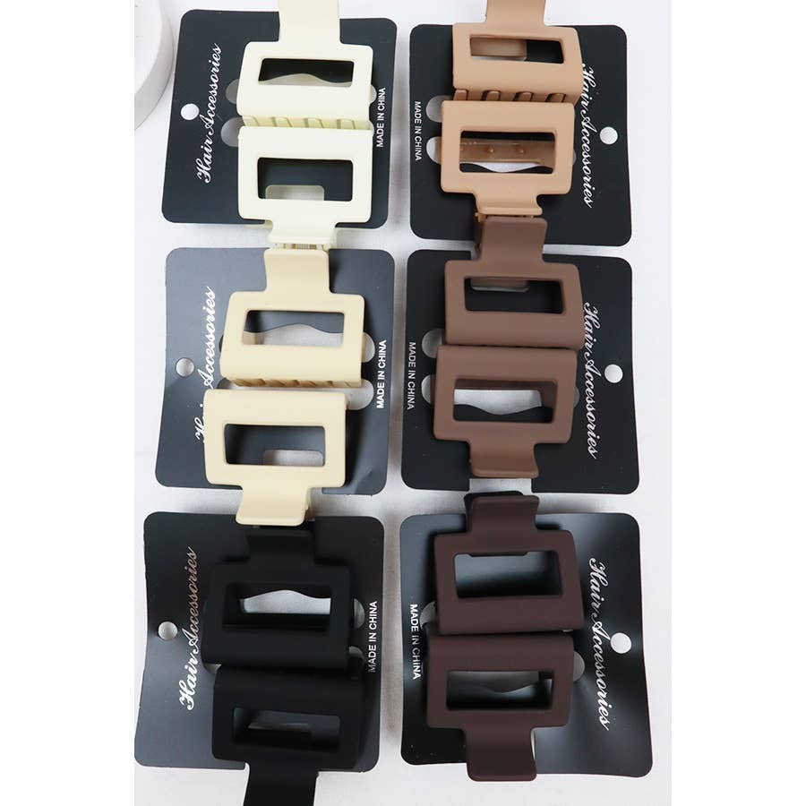 Neutral Tone Matte Color Rectangle Medium Hair Clips