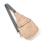 Leather Guitar Strap Sling Bag With Contrast Leather Details