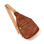 Leather Guitar Strap Sling Bag With Contrast Leather Details