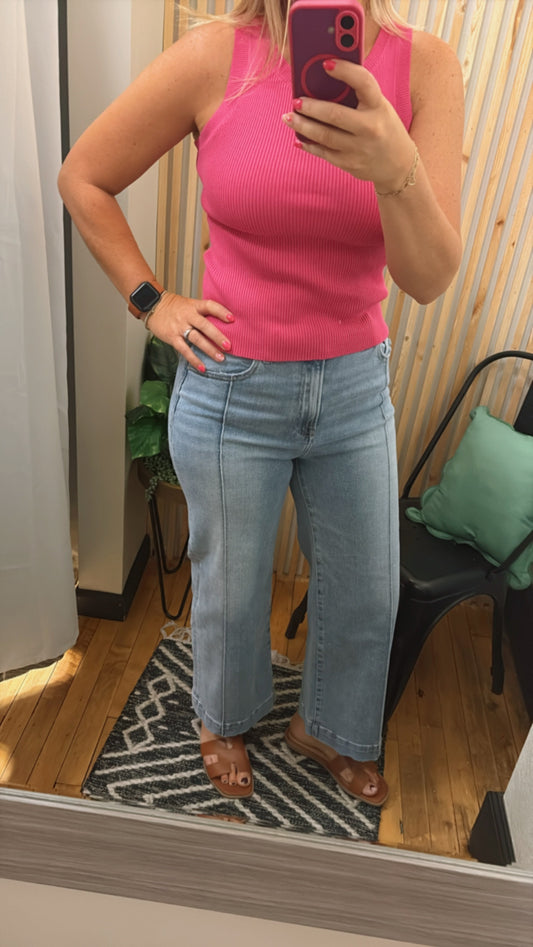 Round Neck Sweater Knit Tank Top