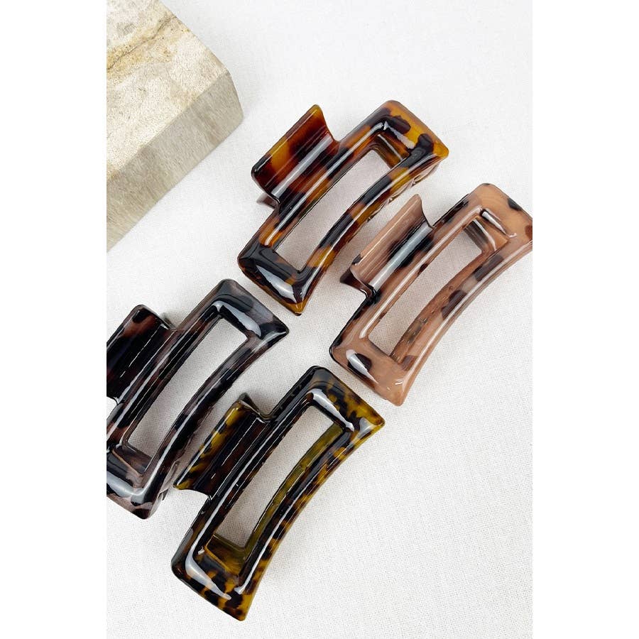 Leopard Cut Out Rectangle Hair Clips