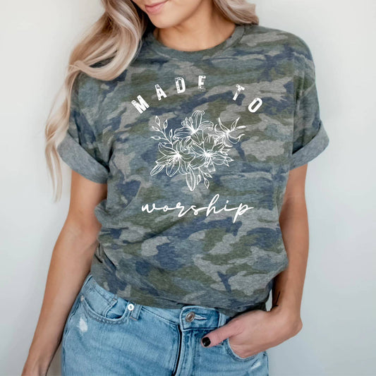 Olive Made to Worship Tultex Faith Graphic Tee