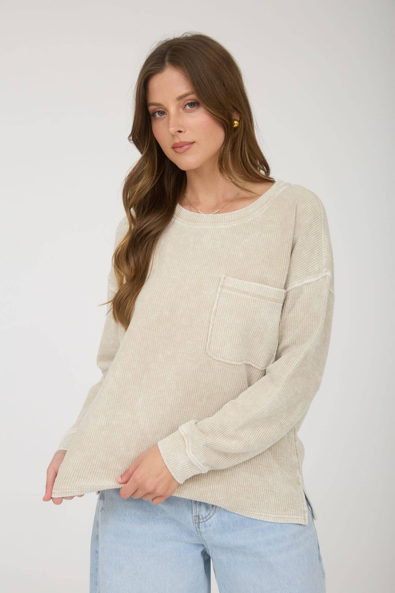 Washed Pocket Ribbed Top