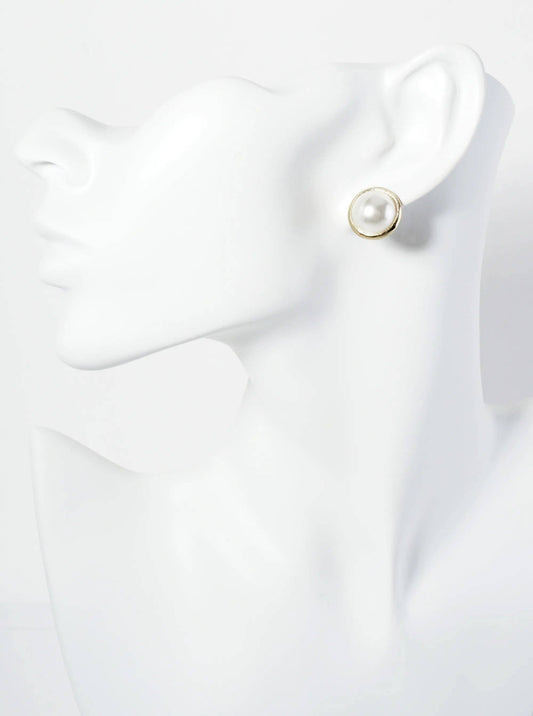 15Mm Pearl Button Stud Earrings