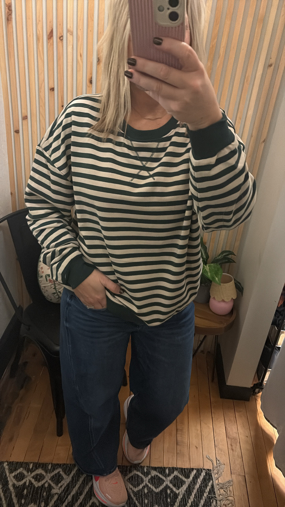 Fall into Cozy Stripe Sweatshirt