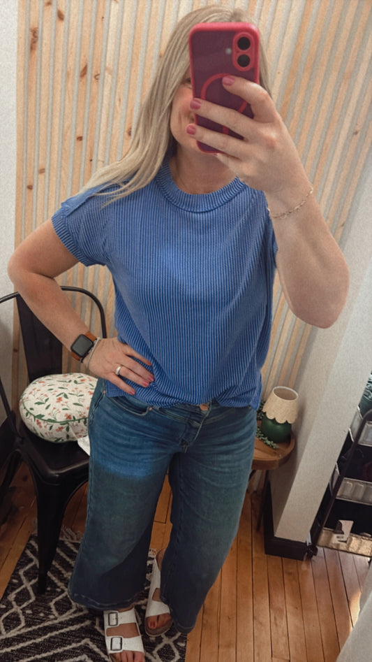 Ribbed Short Sleeve Tops