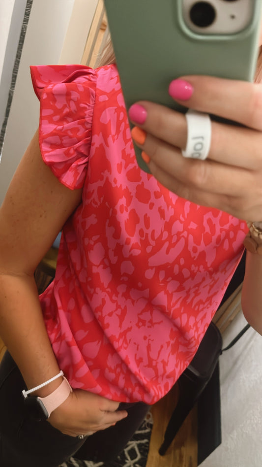 Ruffle Mock Neck Blouse