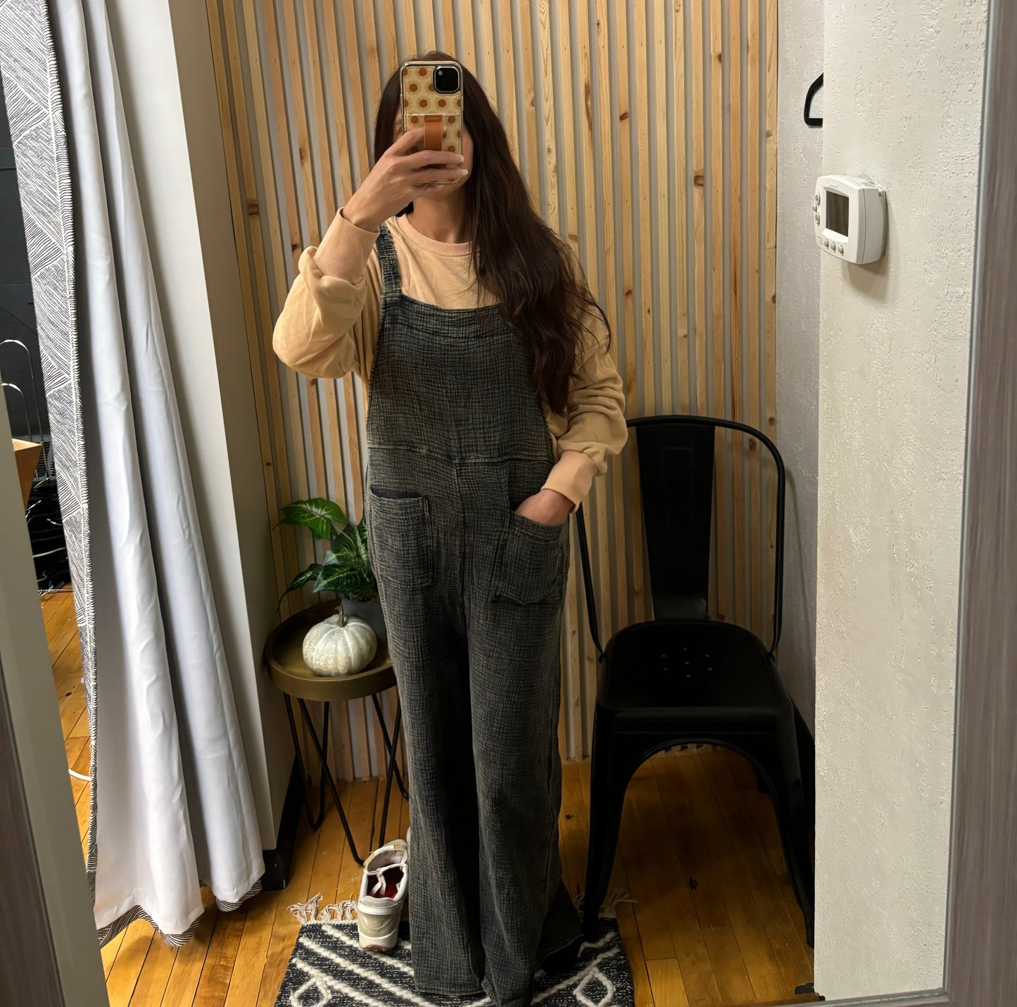 Wide Leg Washed Overalls