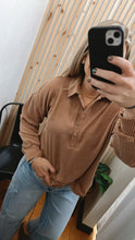 Corded Half Button Top