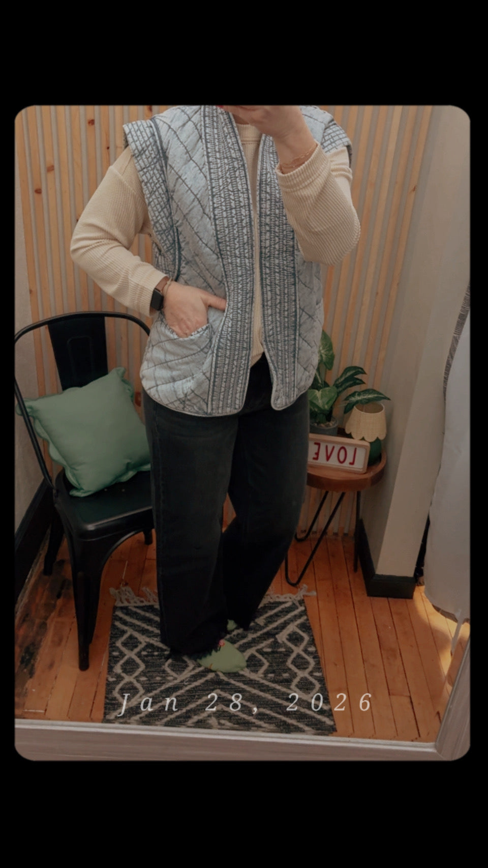 Sleeveless Shawl Drop Shoulder Quilted Vest
