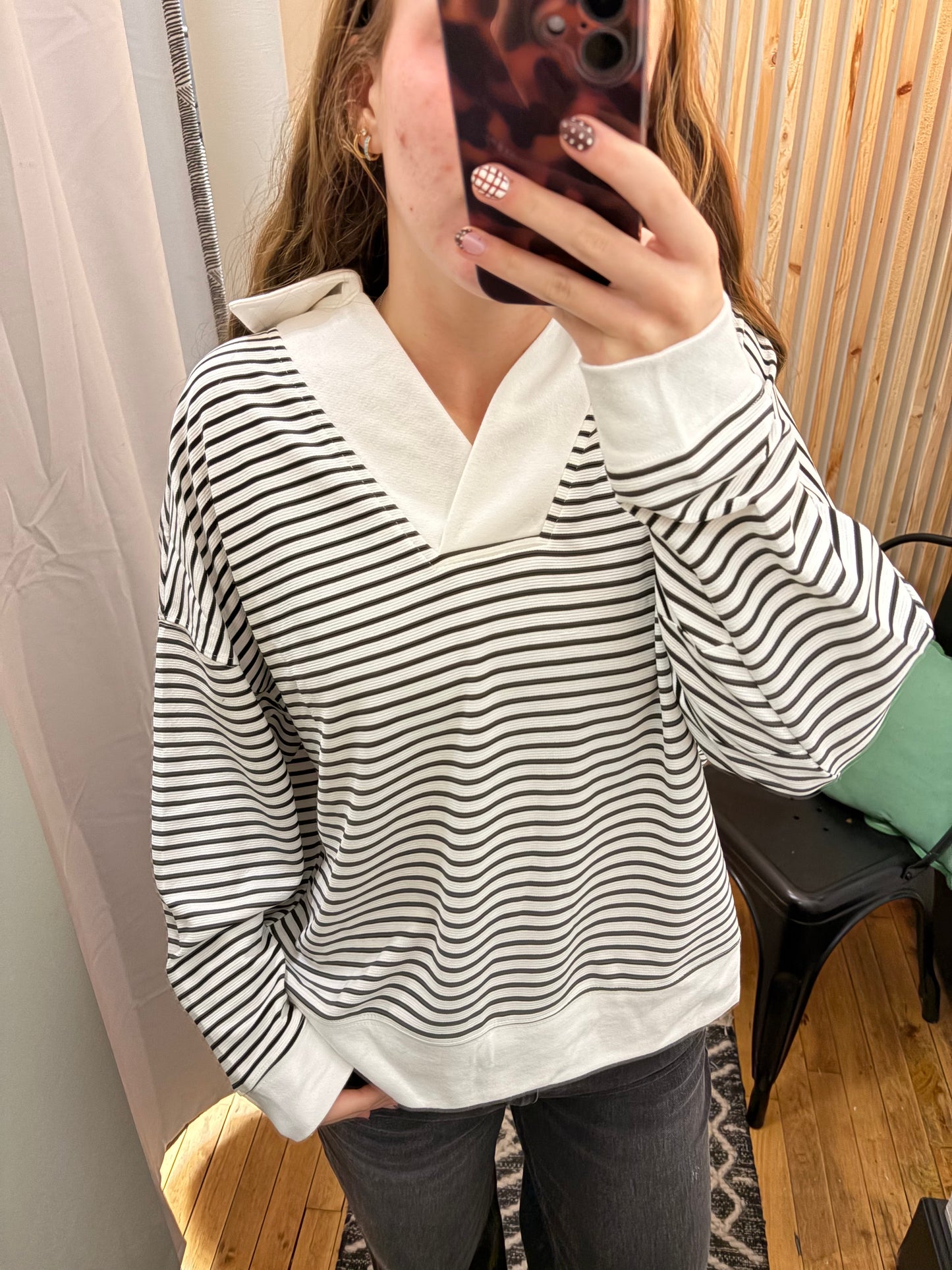 Varsity Collar Striped Top