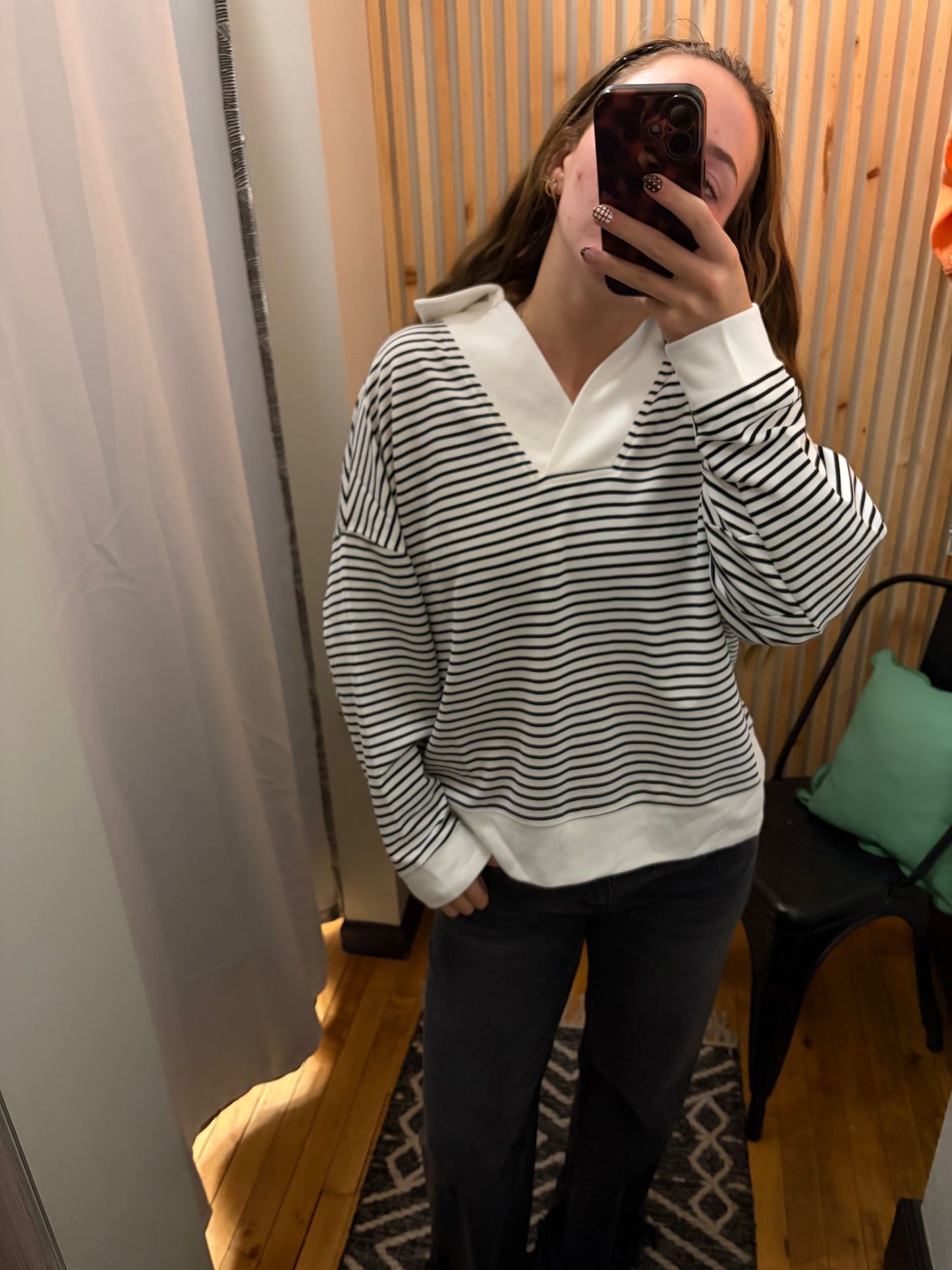 Varsity Collar Striped Top