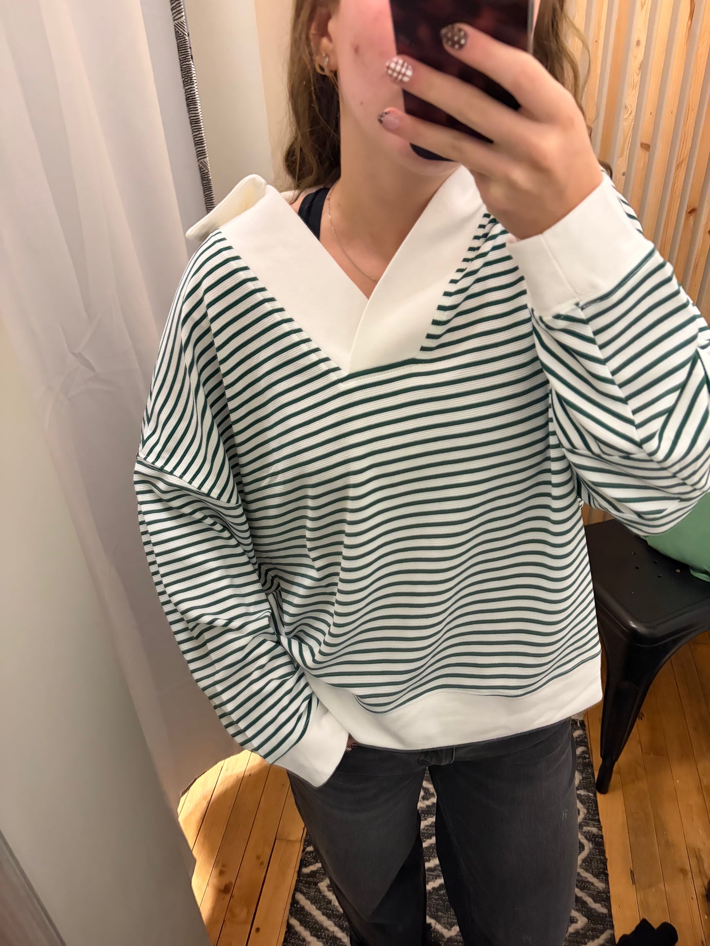 Varsity Collar Striped Top
