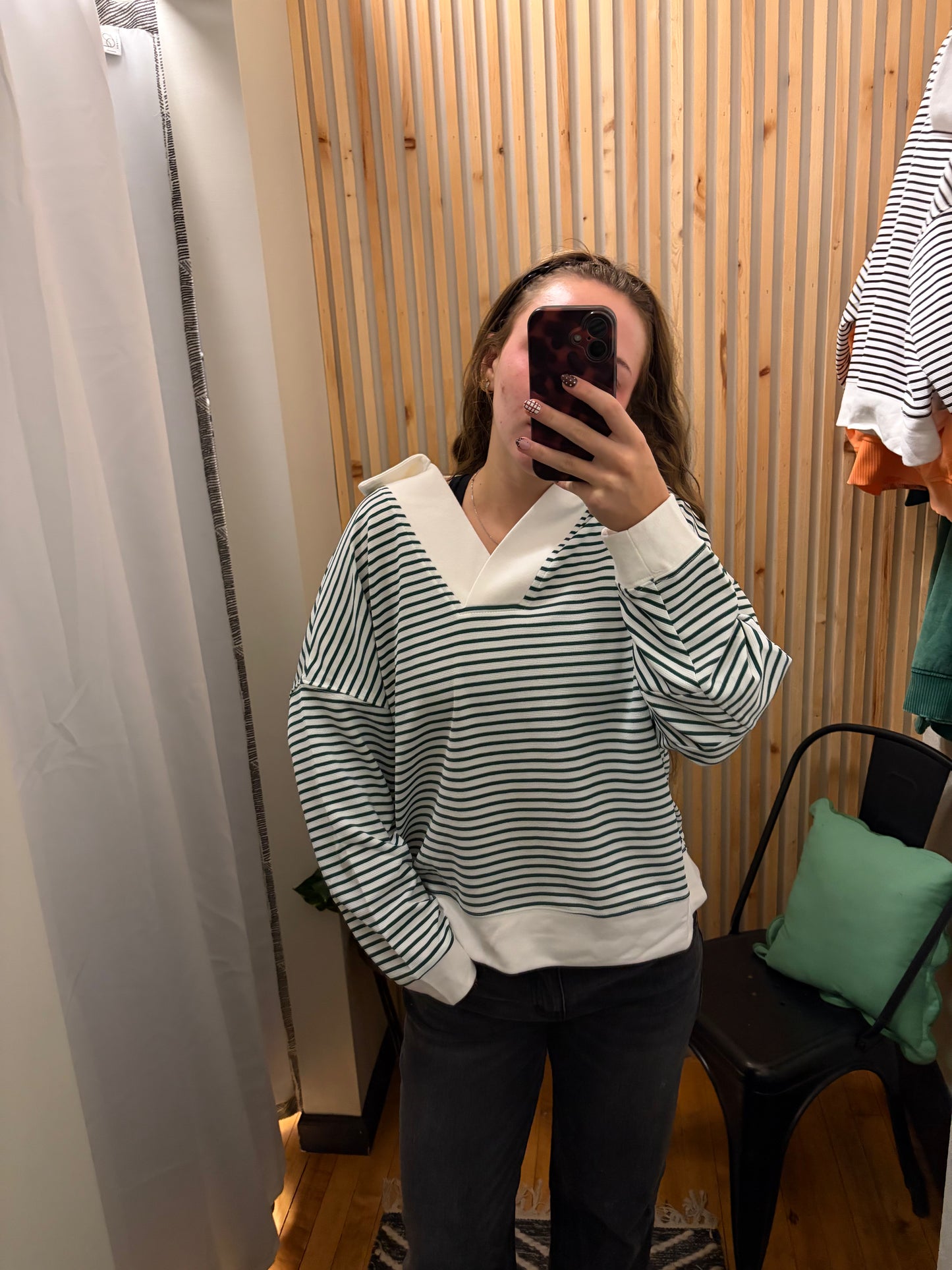 Varsity Collar Striped Top