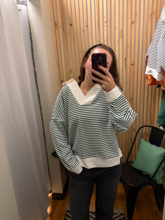 Varsity Collar Striped Top