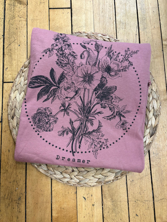 Dreamer Flowers Mauve Graphic Tee