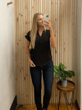 V-neck Black Blouse