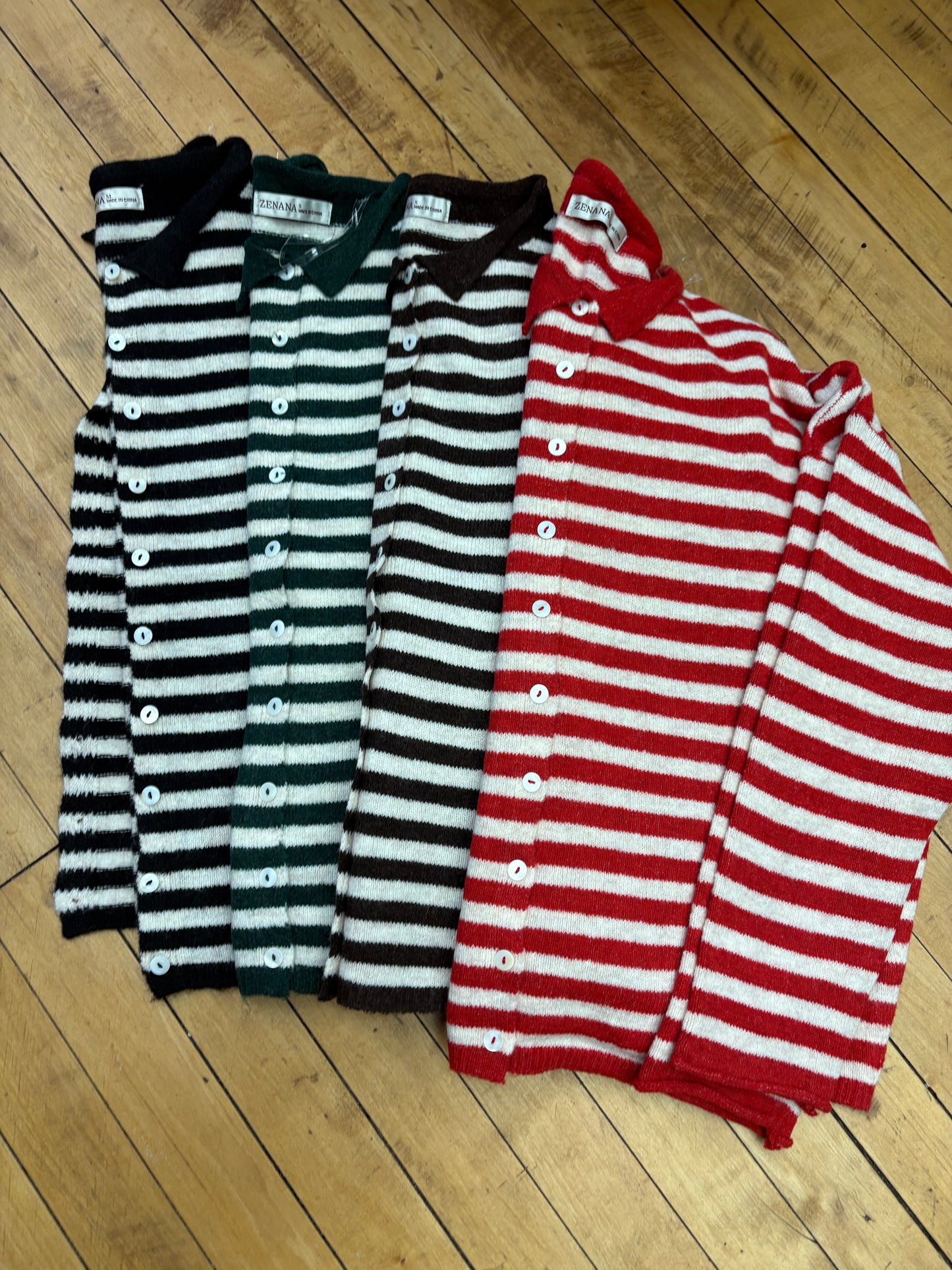 Striped Collared Button Down Cardigan
